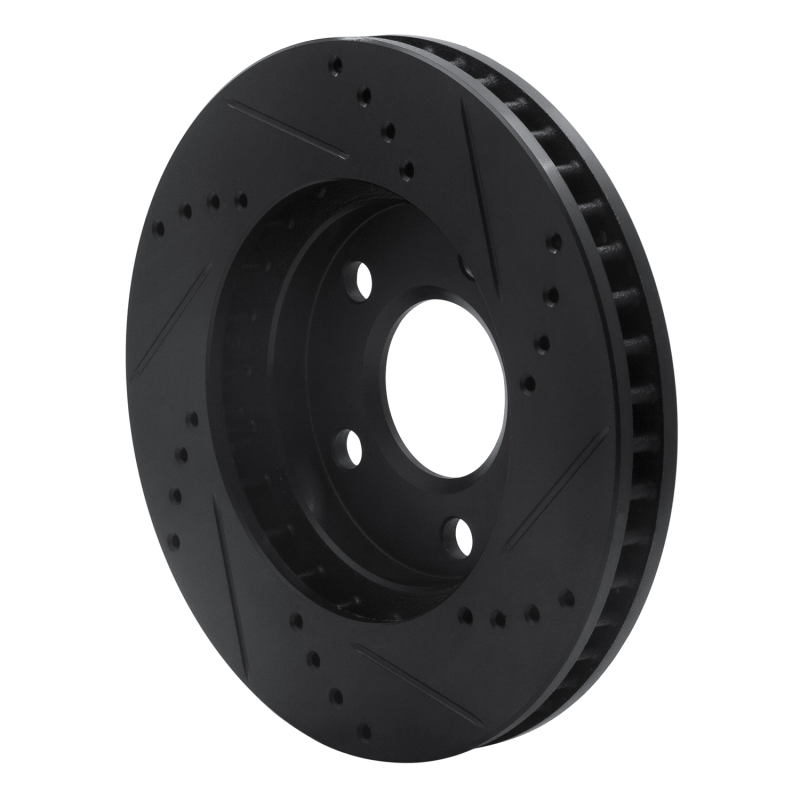 Buick LeSabre Brake Rotor (1) - Front Left - R1 Concepts - Drilled & Slotted - Black - `97-`05